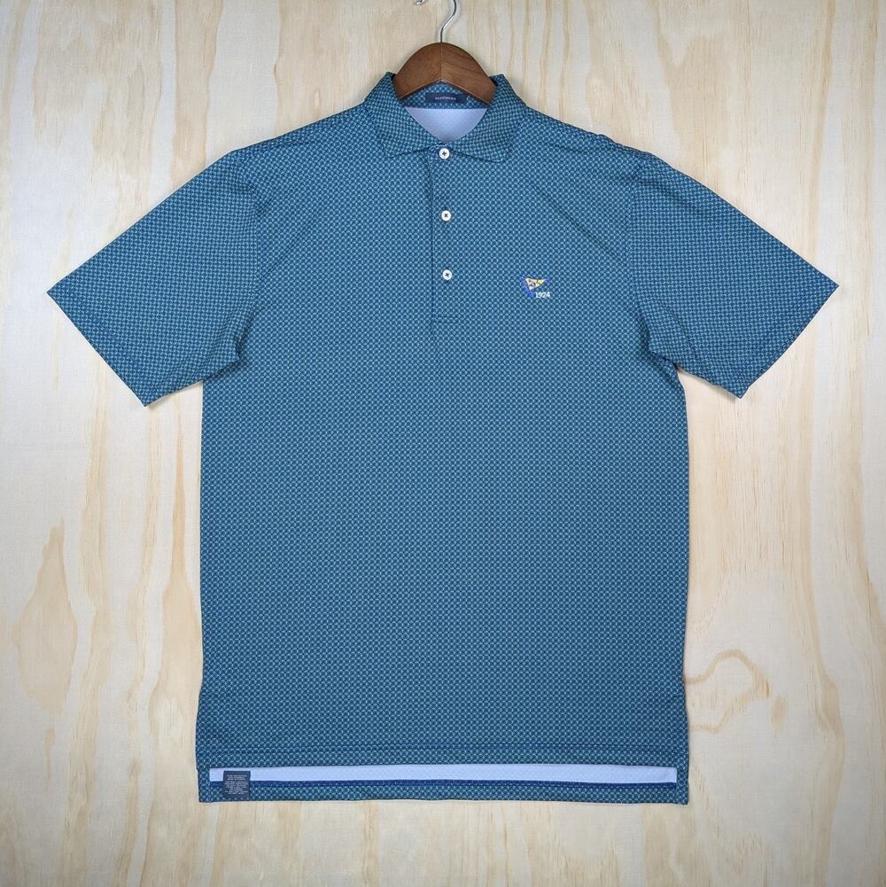 Turtleson Men's Medium Warwick Country Club Golf Polo Shirt Blue Geometric